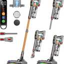 Cordless Vacuum Cleaner, 600W/50KPA/65Mins Vacuum Cleaners for Home, Super 1.8L Cup& Large LED Screen Stick Vacuum Anti-Tangle, Lightweight Cordless Vacuum with Charging Dock for Pet Hair/Carpet/Floor