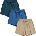 Sexy Basics Women's 3 Pack Active Wear Lounge Yoga Gym Casual Sport Shorts (Blue, XS)