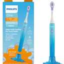 Philips One for Kids by Sonicare, Battery Toothbrush, for Kids Age 3+, with SmarTimer and QuadPacer for Thorough Clean, Lightweight and Colorful Handle, Quick Start Guide, Blue, Model HY1130/02