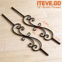 Wrought Iron Balusters - 5Pack - S Scroll Flower Hollow Iron Spindles,Decorative Metal Balusters for Decks,1/2 Inch Square Baslusters for Staircase Interior (Satin Black) - GD01