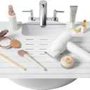 Maplefield Bathroom Sink Cover for Counter Space, Heat Resistant Silicone Sink Mat for Your Beauty Routine, Small Bathroom Space Saver Sink Cover for Makeup (Gray Large, 22 x 2 x 2 Inches)