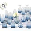 RUCKACE Bud Vases in Bulk 22 Blue Glass Small Vases Flower Vase Bulk for Centerpiece Table Wedding Decorations Home Decor Party(Gradient Blue 22 Pack)
