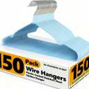 150 Pack Clothes Hangers,Non Slip Blue Plastic Coated Metal Coat Hanger for Closet,Sturdy Thin Hangers Bulk Space Saving Hangers for Pants,Skirt,Shirt,Dress,Tie