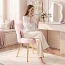 BestGlory Petal Makeup Vanity Chair with Back, Flower Chair Comfy No Wheels for Girls Women, Makeup Chair with Golden Metal Legs & Lumbar Pillow for Living Room/Makeup Room/Bedroom/Home Office - Pink, 19.7 inches x 19.7 inches x 33 inches