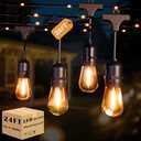 Outdoor String Lights with Lighted Tubing, 24 ft Outside String Lights with 13 (12+1spare) S14 Retro Bulbs & 72-LED Lighted Fairy Tubing, IP65 Waterproof &Connectable LED Light for Patio Bistro