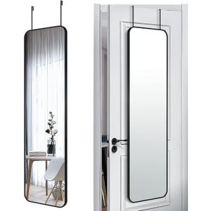 SCWF-GZ 47x14 Mirror Rectangle Full Body Length Door Hanging Wall Mounted Metal Aluminum Alloy Frame Dressing Make-up Mirrors for Entryway Bedroom Bathroom Living Room 47 14 inch Black
