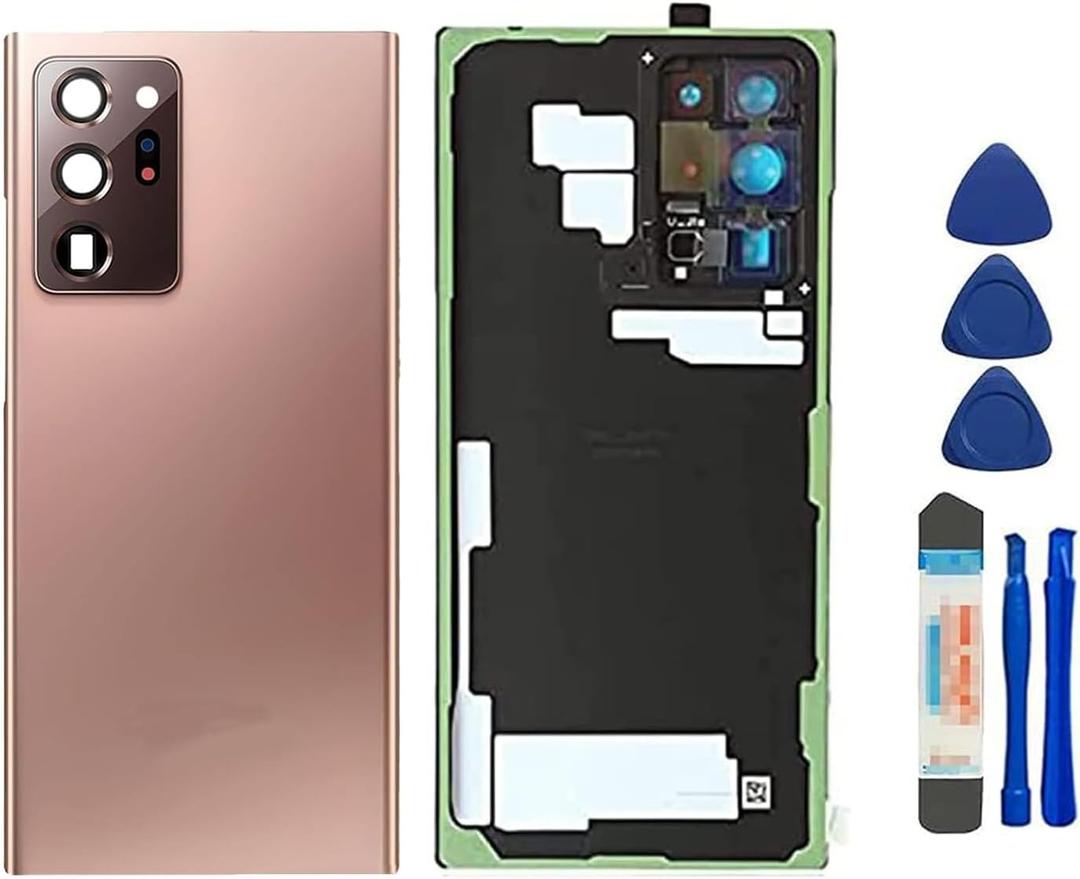 Note 20 Ultra Back Glass Replacement Rear Glass for Samsung Galaxy Note 20 Ultra 5G All Carriers Back Cover Housing Door with Camera Lens Parts and Tools(Mystic Bronze) (Gold)