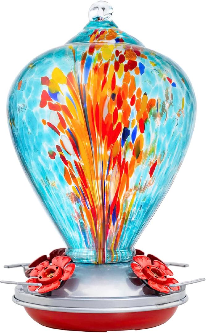 Muse Garden Hummingbird Feeders for Outdoors Hanging, Blown Glass Hummingbird Feeder Gifts for Women, Garden Decor Backyard Decor, Unique Gardening Gifts for Older Women, 34OZ, Comet
