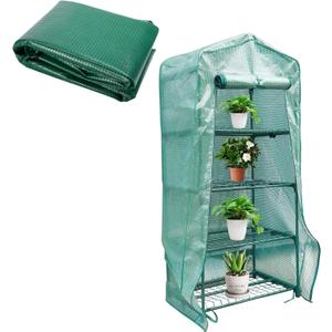 Sfcddtlg 4 Tier Greenhouse Replacement Cover with Roll-Up Zipper Door-PE Plant Greenhouse Cover for Indoor Outdoors Gardening Plants Cold Frost Protection Wind Rain Proof (Frame NOT Include)