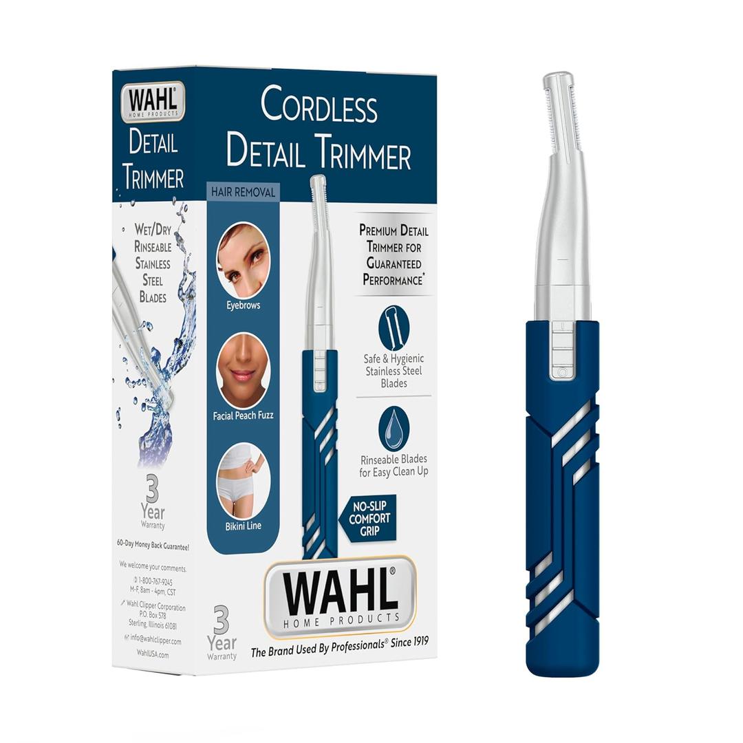 Wahl DualTech Lithium Battery Dual Sided Eyebrow, Bikini, and Facial Hair Removal Trimmer for Women with Rubber Grip  Model 3026636