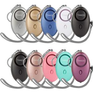 Personal Alarm for Women, 10 Packs 140DB Emergency Self-Defense Security Alarm Keychain with LED Light for Women Kids and Elders (Colorful)