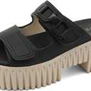 UBFEN Womens Chunky Wedge Platform Sandals Adjustable Double-Strap Square | Toed Open-Toe Style Suitable for Outdoor Casual Wear