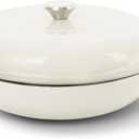 Enameled Cast Iron Dutch Oven, 3.8 Quart Pot With Lid, Non-Stick, Round, Oven Safe up to 500F for Marinate, Cook, Bake, Refrigerate and Serve - Cream White