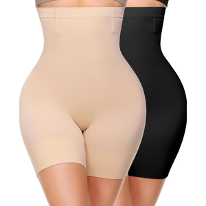 BESTENA Tummy Control Shapewear High-waist Women Shapewear Shorts Thigh Slimming Body Shape, Small, Black, Beige