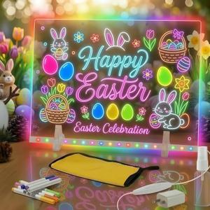 Lumiboard Led Drawing Board 7 Colors, Light Up Cosmody Drawing Board, Glowing Acrylic Dry Erase Board, Easter Basket Stuffers,Easter Egg Fillers Gifts Kids Girls Boy Teens(14.25")