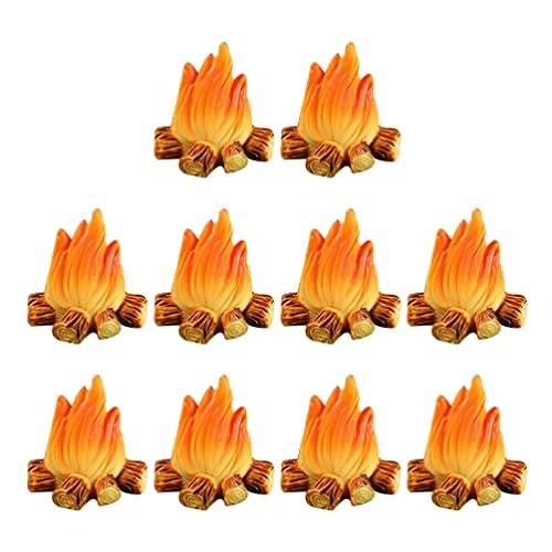 10Pcs Miniature Campfire Dollhouse Fire Ornament Decor Model Fire Model Handicraft Fake Fire Pretend Toy Resin Bonfire Model Miniature Decoration