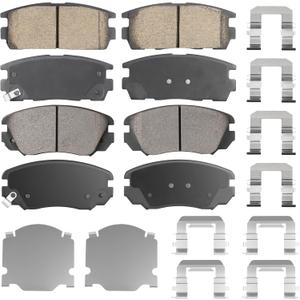Front Ceramic & Rear Semi-Metallic Brake Pads Set Fit for Chevy Equinox 2010-2017, for GMC Terrain 10-17 with hardware, 8PCS