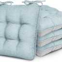 Love's cabin Memory Foam Chair Cushions Set of 4, Outdoor/Indoor Chair Pads for Dining Chairs 4 Pack, Seat Cushions for Kitchen, Dining Room, Office, Patio Chairs, 15.5"x15.5"x3.5" Light Blue
