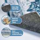 Office Chair Mat for Hardwood Tile Floor, 48"x60"Anti-Slip Under Desk Carpet Protector for Rolling Computer Chair Mat, Machine Washable Office Area Carpet (Fauxwool,Blue)