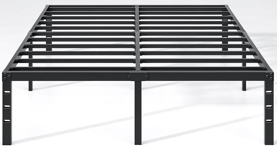 Metal Bed Frame,Full Size Bed Frame with Storage Space,Heavy Duty Sturdy Mattress Foundation,Easy Assembly,No Box Spring Needed, Black,18 Inch,Full