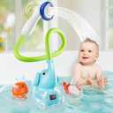 Baby Bath Shower Head with Water Thermometer, 3-in-1 Rechargeable Bath Toys, 3 Exchangable Shower Heads and Soft Silicone Baby Brush, for Newborns, Toddlers in The Tub or Sink-Sensing V3