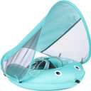 Mambobaby Float Self-Inflating Baby Swim Float with Canopy, Compressible Folding Pool Baby Float, Upgrade Soft Waterproof Skin-Friendly Material Toddler Swim Float (Standard Edition)