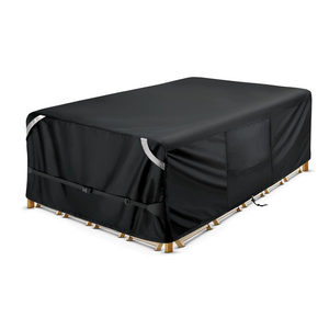 COSLFY Waterproof Patio Furniture Covers for Table and Chairs, HeavyDuty 600D Oxford Outdoor Dining Set Cover with Drawstring, UVResistant AllWeather Protection, Fits 108L x 82W x 28H Inch(Black)