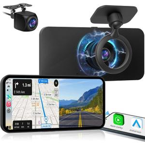Dash Cam Portable CarPlay Stereo - Wireless Android Auto Car Screen - 6.25" IPS Display 4K Full HD Car DVR Loop Recording 1080P Backup Camera AirPlay Bluetooth GPS Navigation Voice Control