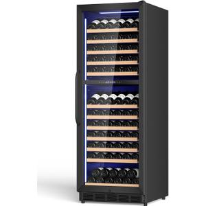 24" Inch Dual-Zone Wine Fridge, Freestanding/Built-in Wine Cooler Refeigerator, Large Capacity Tall Wine Cellar For Wine Collection, Wine Chiller with Safety Lock, Low Noise and Fast Cooling