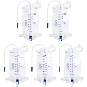 Catheter Bags for Men with 5PCS, Foley Catheter Leg Bags for Men 1000ML, Urine Bags for Easy Flip Drain Design