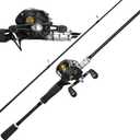 Kilitn Fishing Rod and Reel Combo, Black Color Baitcasting Combo Baitcast Reel, 2-Piece Baitcaster Rod, Durable Fiberglass with Comfortable EVA Handle