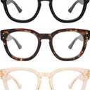AMOMOMA 3 Pack Retro Oversized Reading Glasses for Women,Men,Men Blue Light Blocking Computer Readers Spring hinge AM6151