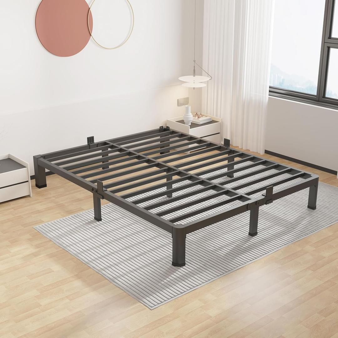 7 Inch Queen Bed Frame Low Profile with Rounded Corner Mattress Baffle