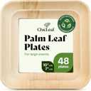 Chic Leaf Compostable & Biodegradable Palm Leaf Disposable Bamboo Plates - Disposable Party Plates for Appetizers - Camping Essentials - Reusable Party Supplies (10 & 7 Inch Square)