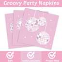 96PCS Pink Silver Disco Party Plates Napkins Disco Birthday Decoration 70s Theme Disposable Paper Cake Tableware Serve 24 Guests Women Girls Baby Shower Bachelorette Wedding Birthday Party Favor