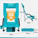 KingCamp Low Beach Chair, High Back Folding Camping Chair for Adults, Oversized Breathable Mesh Seat, 300lbs Heavy Duty Portable Chair with Cup Holder & Storage Pockets for Beach, Outdoor