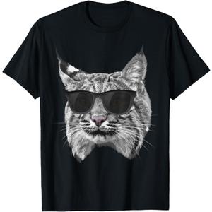 Cool Bobcat For Men Women Bobcats Sunglasses Animal Lover T-Shirt Men Small