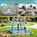 Instraella Splash Pad, 110x91'' 2-in-1 Large Sprinkler Mat with Basketball Hoop and Arch for Kids Outdoor Play, Shoot Game for Backyard, Inflatable Water OutdoorToys More Fun for Boys and Girls, Square 110*91 in