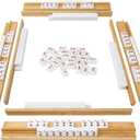 Set of 4 Upgraded Mahjong Racks with Pushers, Bamboo All-in-One Tile Racks with Built-in Push Rods for American Mahjong Games, Portable American Mahjong Accessories, 18 X 2.4 X 0.98 In