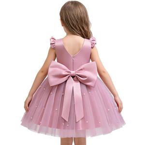 TTYAOVO Flower Girl Dress Bowknot Pageant Wedding Party Gown (6 Years, Pink)