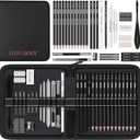 HIFORNY 42 PCS Drawing Set, Sketching Kit with Graphite & Charcoal Pencils, Blending Tools, Erasers & Accessories, Portable Zippered Travel Case for Artists & Beginners