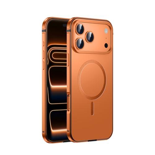 IMCHEN Metal Case for iPhone 17 Pro Max, Aluminum Alloy Frame Heavy-Duty Protection, Slim and Durable Orange