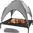 Elevated Outdoor Dog Bed with Canopy, Raised Dog Cot with Shade, Waterproof Dog Tent for Medium Small Dogs Portable Cooling Pet Bed with Breathable Mesh for Camping Beach, L