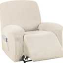 Turquoize Stretch Recliner Cover Recliner Chair Cover Recliner Slipcover 1-Piece Sofa Cover With Side Pocket Jacquard Sofa Furniture Cover/Protector With Elastic Bottom,Machine Washable,Biscotti Beige