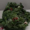 Pre-Lit Artificial Christmas Garland, Green, White Lights 50, Decorated with Pine Cones, Berry Clusters, Plug in, Christmas Decorations, 9 Feet