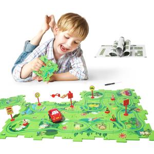 New Plastic Puzzles for Kids Ages 3-5 with A Cute Vehicle, Toddler Puzzles Gift, Critical Thinking Educational Toys, Toys for 3 4 5 6 Year Old Boys Girls, Fun Race Car Track Montessori Toys for Kids