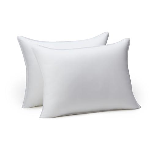 Amazon Basics Down Alternative Pillows for Stomach and Back Sleepers, Soft Density, Standard, Pack of 2, White, 26 in L x 20 in W