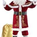 Christmas Santa Clause Costume For Men 12pcs Set Deluxe Velvet Adult Santa Suit (3X-Large)