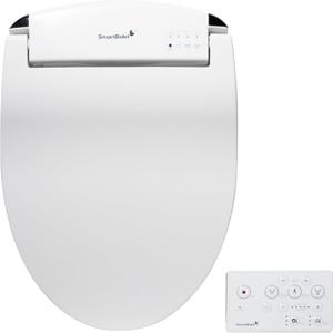 SmartBidet SB-2400 Advanced Electric Smart Bidet Slim Profile Seat in Elongated White with Remote Control, LED Night Light, Stainless Steel Nozzle, Heated Seat, Warm Dryer