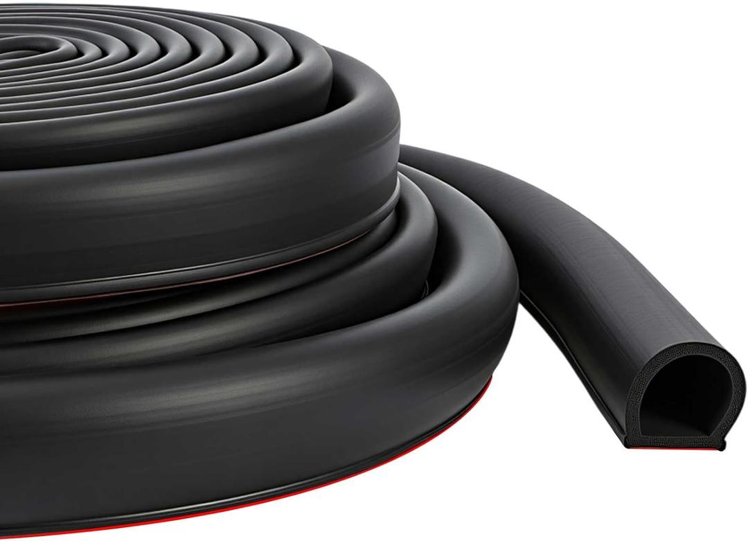 Pangda 18Ft D Shape Rubber Weather Stripping Foam Self-Adhesive EPDM Door Seal Strip for Noise Reduction Waterproof Dustproof for Cars Boats Truck RVs Windows Doors (3/4" W  3/4" H)